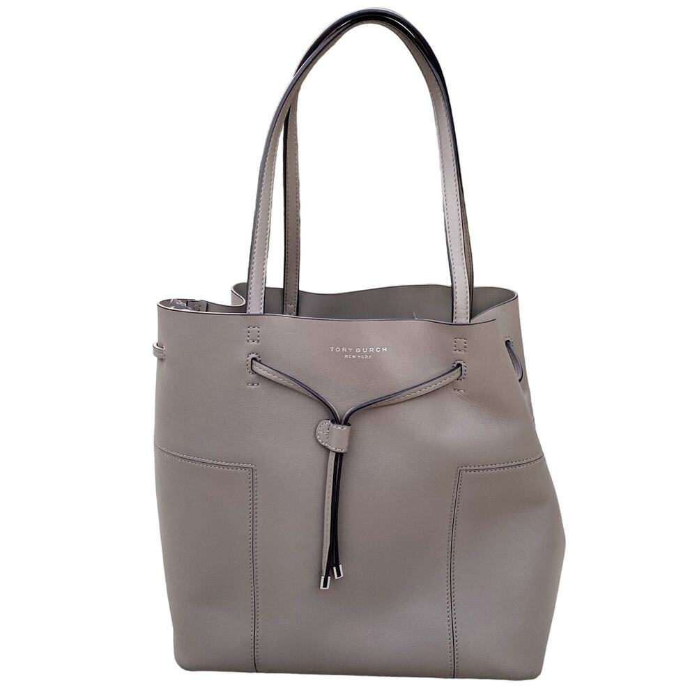 Tory Burch Block T Drawstring 100% Leather Tote B… - image 1